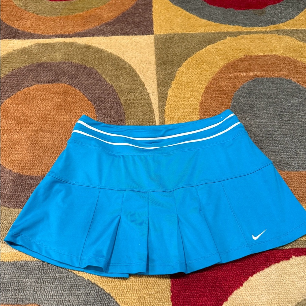 Nike Dri Fit Advantage Pleated Tennis Skort Teal Blue White Women’s Size Medium